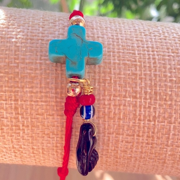 Azabache evil eye 🧿 Cross protection bracelet red string, 100% Handmade - Picture 3 of 10